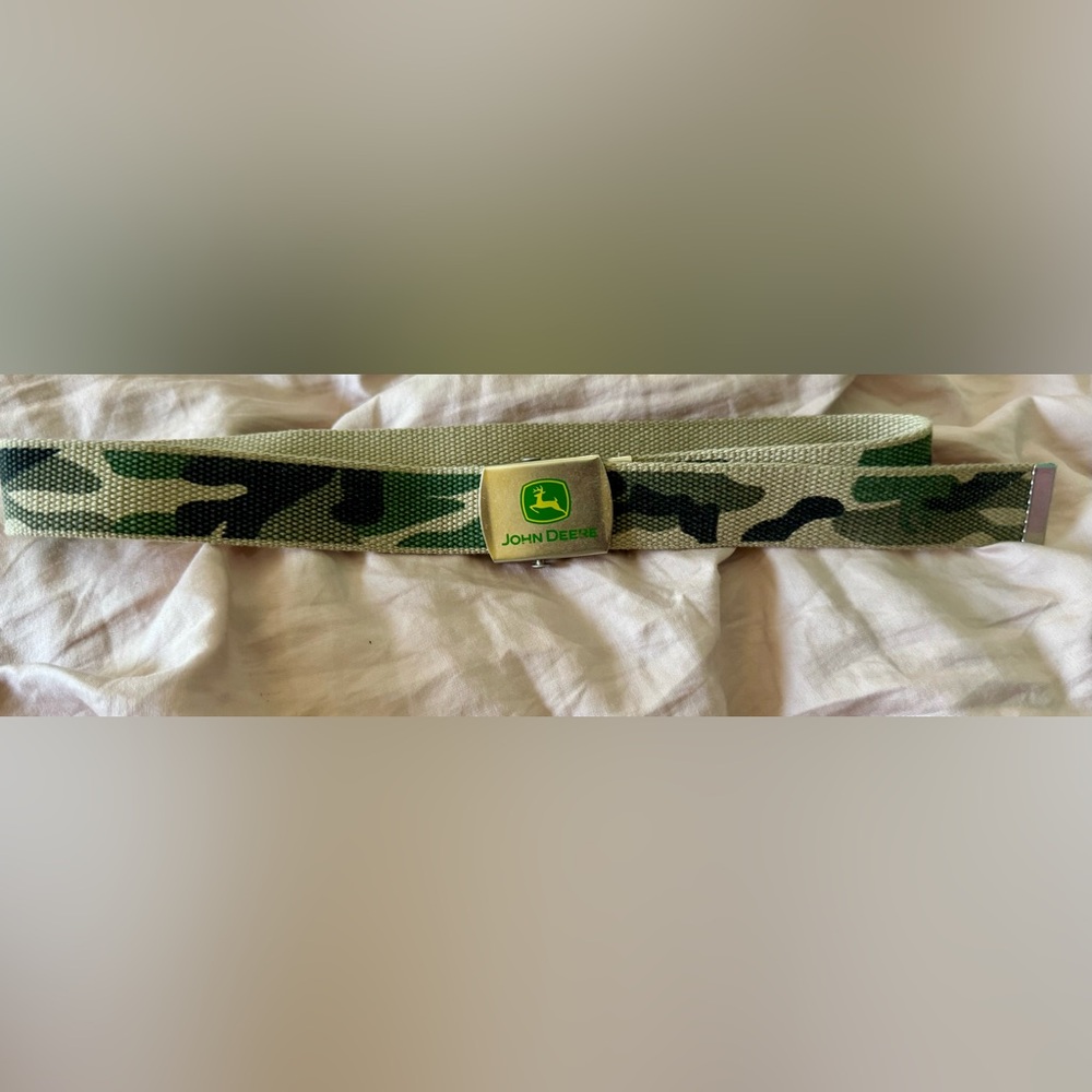 John Deere Green and Black Belt with Camouflage Design